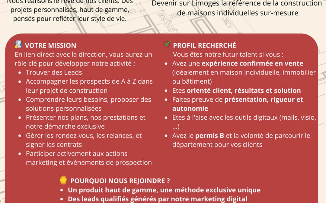 Recrutement : un commercial (H/F) maison individuelle (CDI)